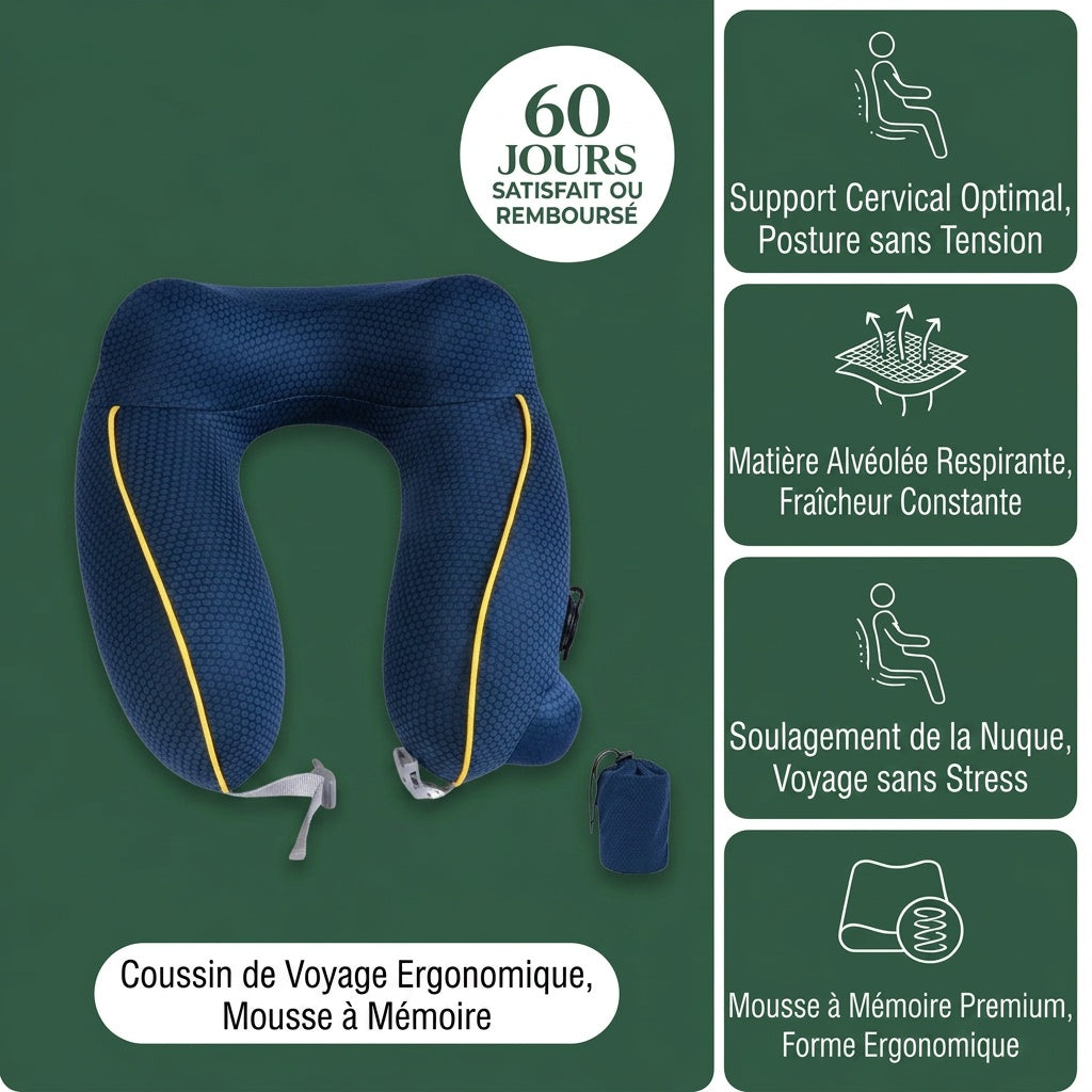 Coussin Avion Deluxe - Voyage Confortable Garanti