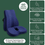 Coussin coccyx assise + dossier – Marine – vue 1