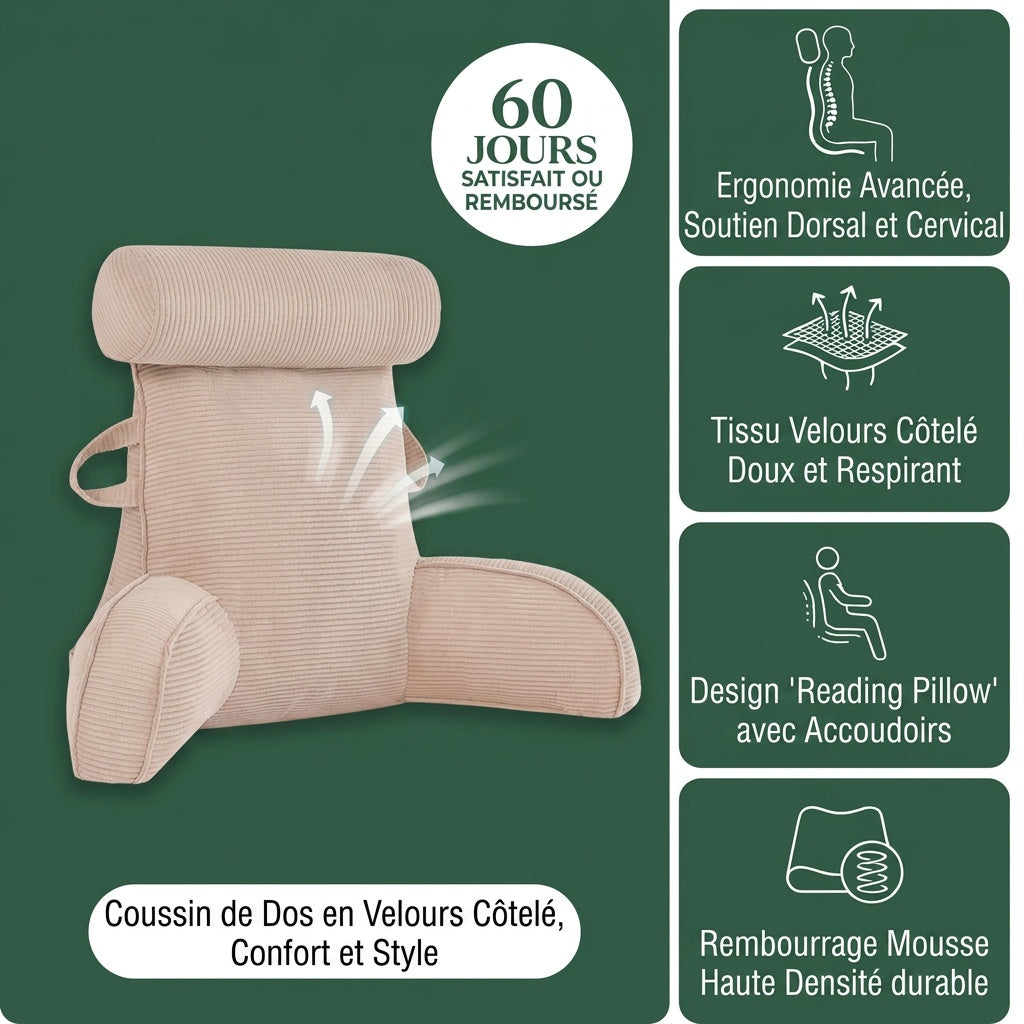 Coussin Lecture Plus - Confort Dorsal Assis Lecture